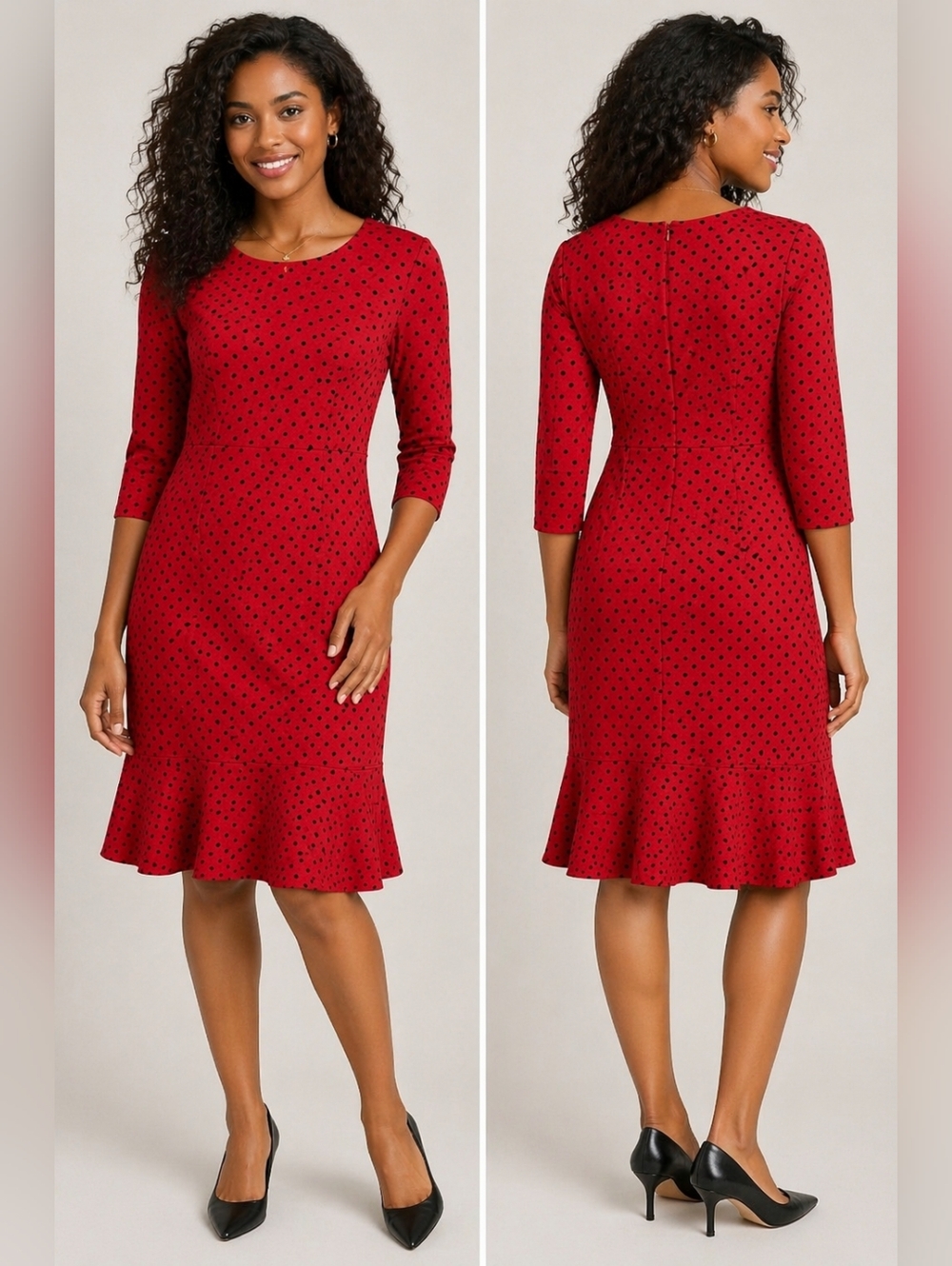 Elegant Red Polka Dot Dress